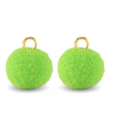 Pompom charm with loop 10mm - Gold-vibrant green